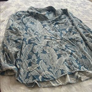Pilcro Blue and Cream Patterned Shirt corduory